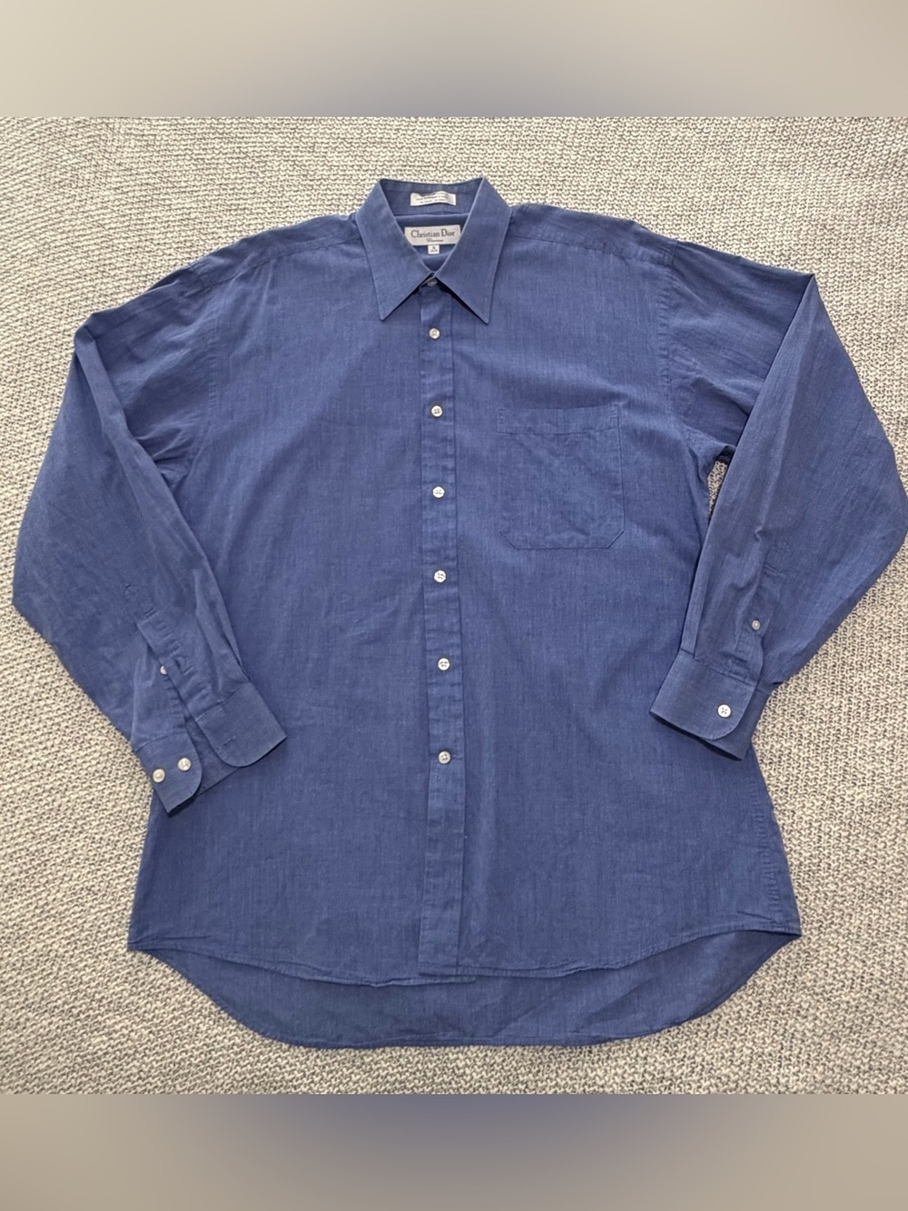 Vintage CHRISTIAN DIOR Chemise Blue button down Shirt 100% Cotton 16’ 34/35